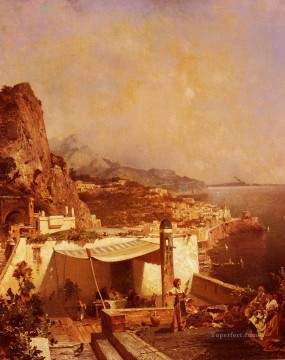 アマルフィ ゴルフェ デ サレルヌの風景 フランツ リヒャルト ウンターベルガー Oil Paintings